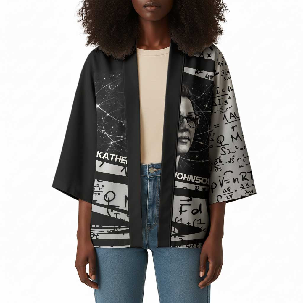 Katherine Johnson Kimono with Orbital Space Portrait, Historic NASA Launch Dates and Physics - Wonder Print Shop