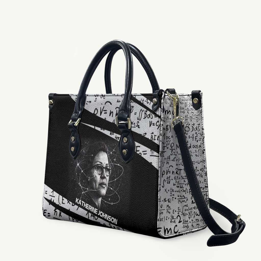Katherine Johnson Leather Bag with Orbital Space Portrait, Historic NASA Launch Dates and Physics - Wonder Print Shop