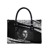 Katherine Johnson Leather Bag with Orbital Space Portrait, Historic NASA Launch Dates and Physics - Wonder Print Shop