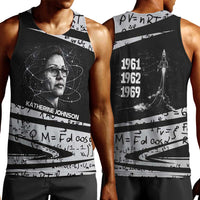 Katherine Johnson Men Tank Top with Orbital Space Portrait, Historic NASA Launch Dates and Physics - Wonder Print Shop