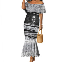 Katherine Johnson Mermaid Dress with Orbital Space Portrait, Historic NASA Launch Dates and Physics - Wonder Print Shop