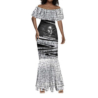 Katherine Johnson Mermaid Dress with Orbital Space Portrait, Historic NASA Launch Dates and Physics - Wonder Print Shop