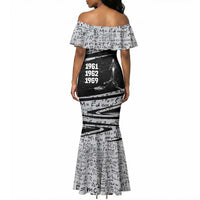 Katherine Johnson Mermaid Dress with Orbital Space Portrait, Historic NASA Launch Dates and Physics - Wonder Print Shop