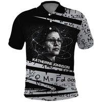 Katherine Johnson Polo Shirt with Orbital Space Portrait, Historic NASA Launch Dates and Physics - Wonder Print Shop