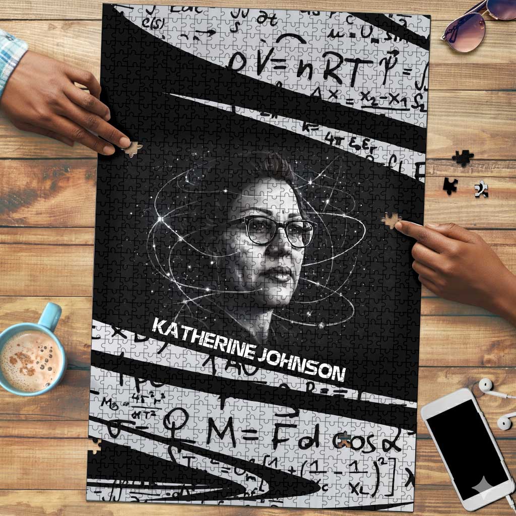 Katherine Johnson Puzzle with Orbital Space Portrait, Historic NASA Launch Dates and Physics - Wonder Print Shop