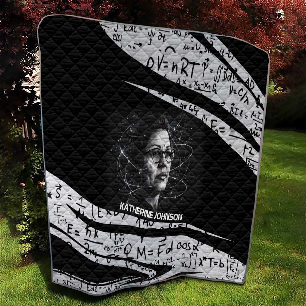 Katherine Johnson Quilt with Orbital Space Portrait, Historic NASA Launch Dates and Physics - Wonder Print Shop