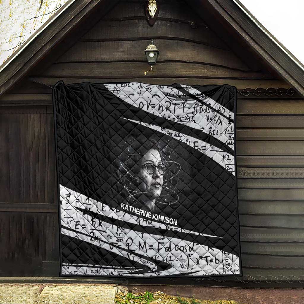 Katherine Johnson Quilt with Orbital Space Portrait, Historic NASA Launch Dates and Physics - Wonder Print Shop