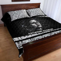 Katherine Johnson Quilt Bed Set with Orbital Space Portrait, Historic NASA Launch Dates and Physics - Wonder Print Shop