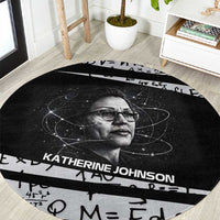 Katherine Johnson Round Carpet with Orbital Space Portrait, Historic NASA Launch Dates and Physics - Wonder Print Shop
