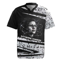 Katherine Johnson Rugby Jersey with Orbital Space Portrait, Historic NASA Launch Dates and Physics - Wonder Print Shop