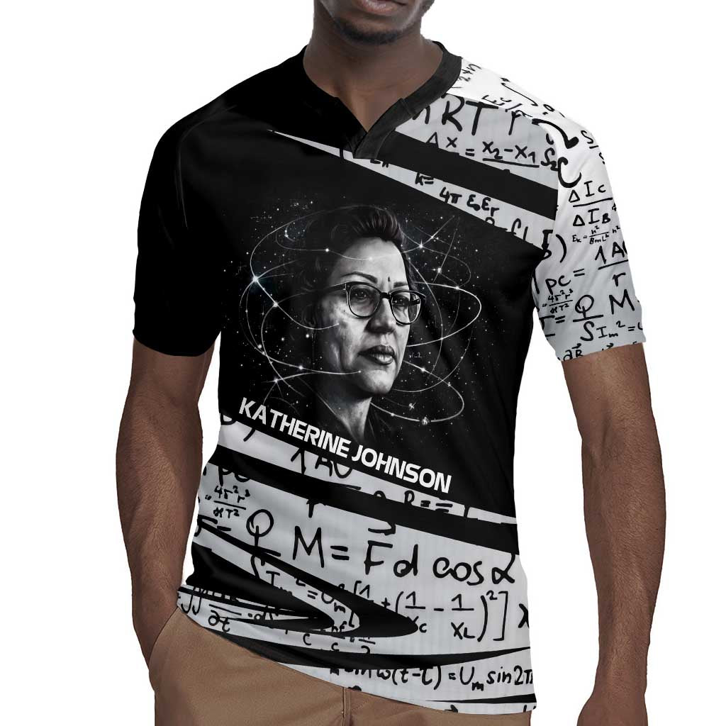 Katherine Johnson Rugby Jersey with Orbital Space Portrait, Historic NASA Launch Dates and Physics - Wonder Print Shop