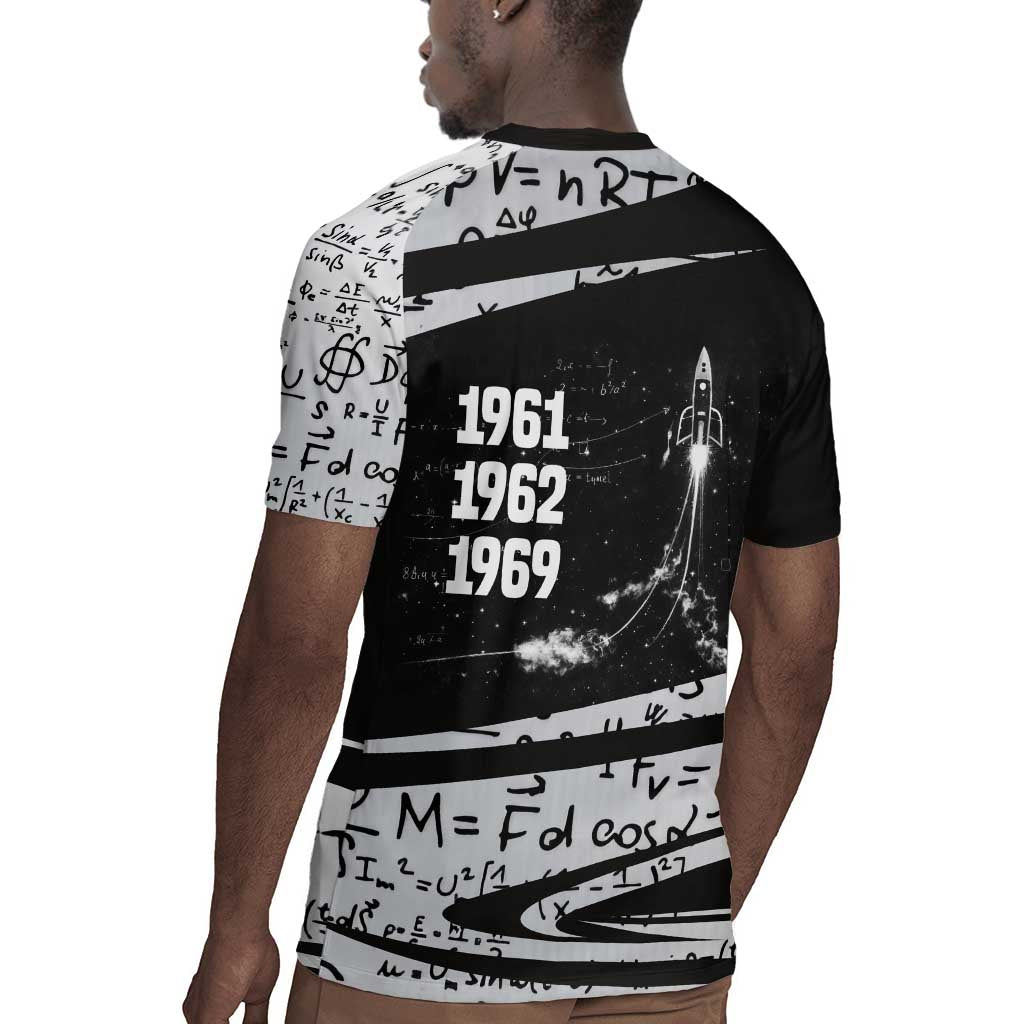 Katherine Johnson Rugby Jersey with Orbital Space Portrait, Historic NASA Launch Dates and Physics - Wonder Print Shop