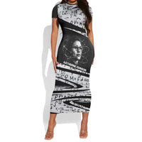Katherine Johnson Short Sleeve Bodycon Dress with Orbital Space Portrait, Historic NASA Launch Dates and Physics - Wonder Print Shop