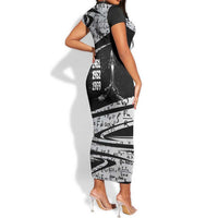 Katherine Johnson Short Sleeve Bodycon Dress with Orbital Space Portrait, Historic NASA Launch Dates and Physics - Wonder Print Shop