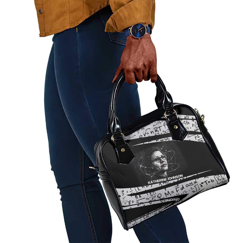 Katherine Johnson Shoulder Handbag with Orbital Space Portrait, Historic NASA Launch Dates and Physics - Wonder Print Shop