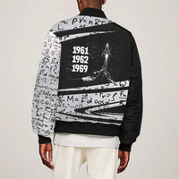 Katherine Johnson Sleeve Zip Bomber Jacket with Orbital Space Portrait, Historic NASA Launch Dates and Physics - Wonder Print Shop