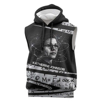 Katherine Johnson Sleeveless Hoodie with Orbital Space Portrait, Historic NASA Launch Dates and Physics - Wonder Print Shop