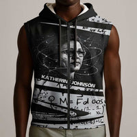 Katherine Johnson Sleeveless Zip Hoodie with Orbital Space Portrait, Historic NASA Launch Dates and Physics - Wonder Print Shop