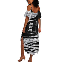 Katherine Johnson Summer Maxi Dress with Orbital Space Portrait, Historic NASA Launch Dates and Physics - Wonder Print Shop