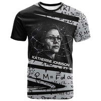 Katherine Johnson T shirt with Orbital Space Portrait, Historic NASA Launch Dates and Physics - Wonder Print Shop