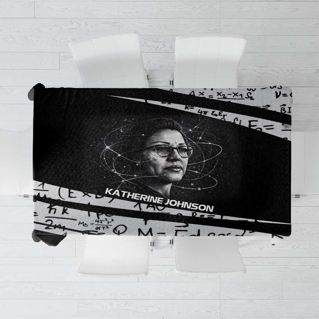 Katherine Johnson Tablecloth with Orbital Space Portrait, Historic NASA Launch Dates and Physics - Wonder Print Shop