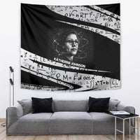 Katherine Johnson Tapestry with Orbital Space Portrait, Historic NASA Launch Dates and Physics - Wonder Print Shop