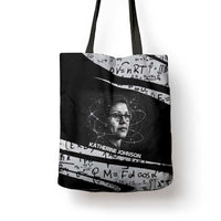 Katherine Johnson Tote Bag with Orbital Space Portrait, Historic NASA Launch Dates and Physics - Wonder Print Shop