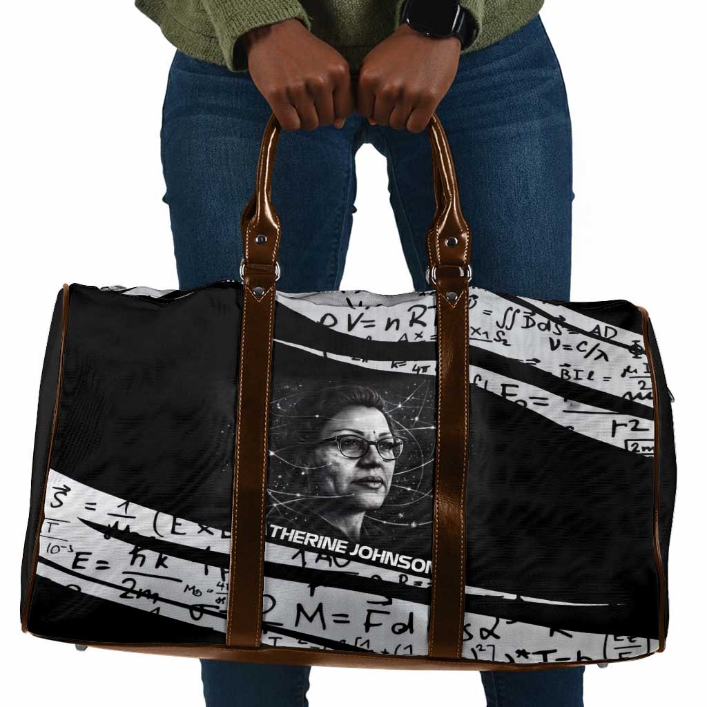 Katherine Johnson Travel Bag with Orbital Space Portrait, Historic NASA Launch Dates and Physics - Wonder Print Shop