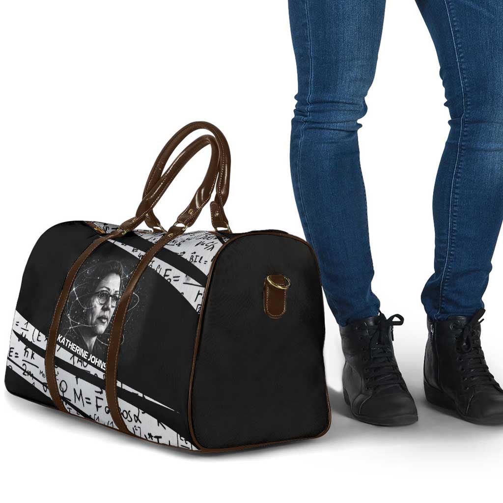 Katherine Johnson Travel Bag with Orbital Space Portrait, Historic NASA Launch Dates and Physics - Wonder Print Shop