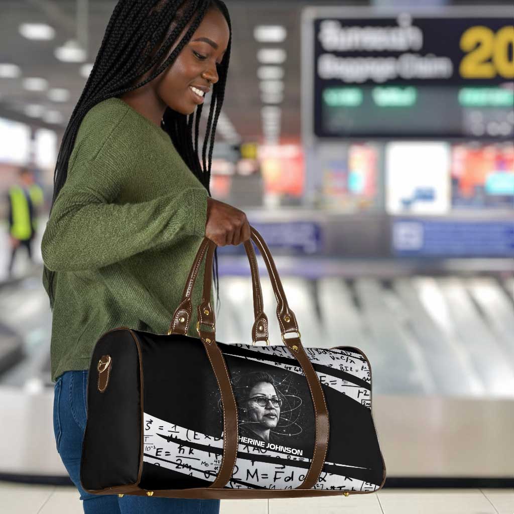 Katherine Johnson Travel Bag with Orbital Space Portrait, Historic NASA Launch Dates and Physics - Wonder Print Shop