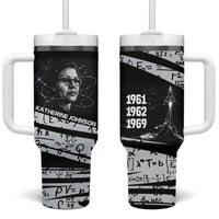 Katherine Johnson Tumbler With Handle with Orbital Space Portrait, Historic NASA Launch Dates and Physics - Wonder Print Shop