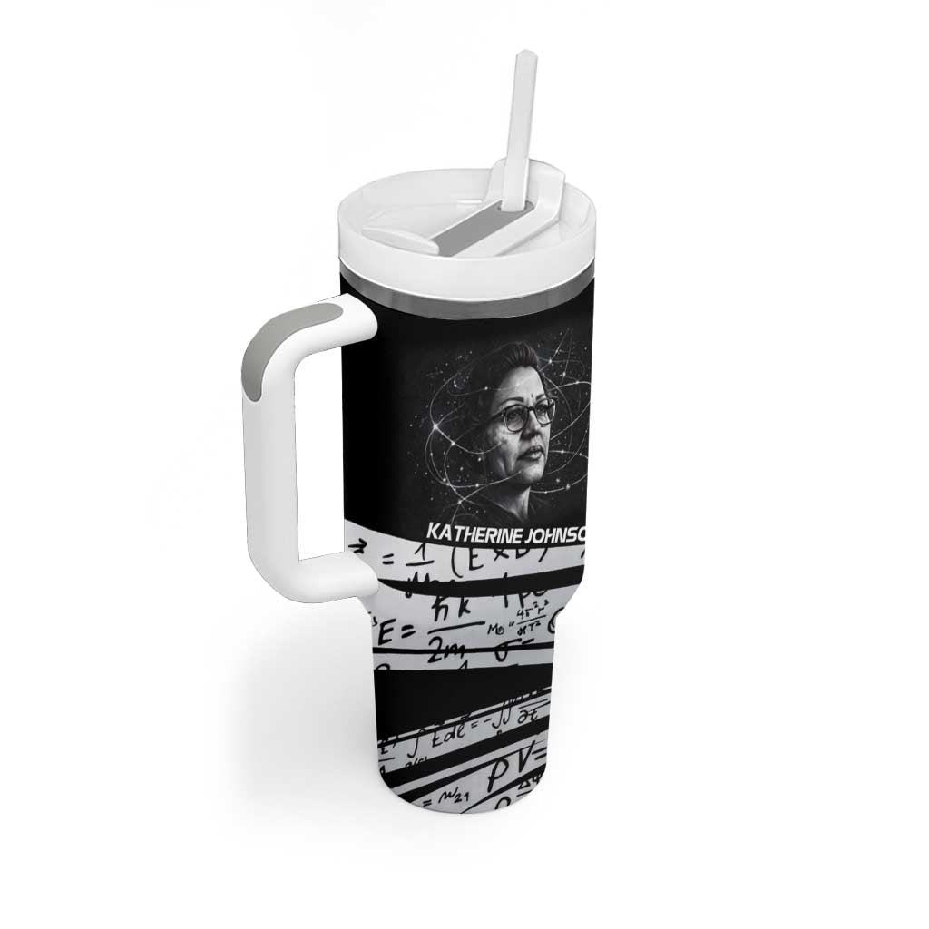 Katherine Johnson Tumbler With Handle with Orbital Space Portrait, Historic NASA Launch Dates and Physics - Wonder Print Shop