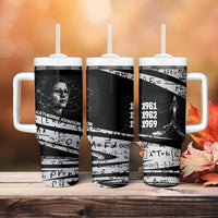Katherine Johnson Tumbler With Handle with Orbital Space Portrait, Historic NASA Launch Dates and Physics - Wonder Print Shop