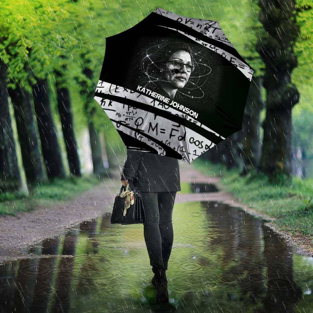 Katherine Johnson Umbrella with Orbital Space Portrait, Historic NASA Launch Dates and Physics - Wonder Print Shop