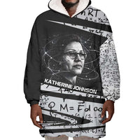 Katherine Johnson Wearable Blanket Hoodie with Orbital Space Portrait, Historic NASA Launch Dates and Physics - Wonder Print Shop
