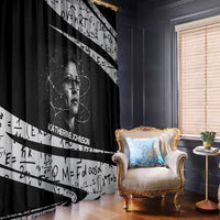 Katherine Johnson Window Curtain with Orbital Space Portrait, Historic NASA Launch Dates and Physics - Wonder Print Shop