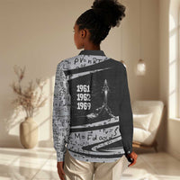 Katherine Johnson Women Casual Shirt with Orbital Space Portrait, Historic NASA Launch Dates and Physics - Wonder Print Shop
