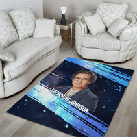 Katherine Johnson Area Rug with Galaxy Background, Hidden No More Quote and Rocket Brain Equation - Wonder Print Shop