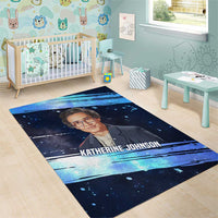 Katherine Johnson Area Rug with Galaxy Background, Hidden No More Quote and Rocket Brain Equation - Wonder Print Shop
