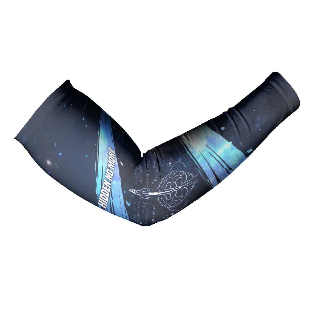 Katherine Johnson Arm Sleeves with Galaxy Background, Hidden No More Quote and Rocket Brain Equation - Wonder Print Shop