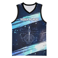 Katherine Johnson Basketball Jersey with Galaxy Background, Hidden No More Quote and Rocket Brain Equation - Wonder Print Shop