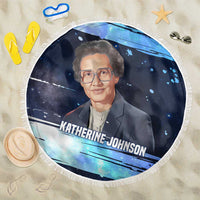 Katherine Johnson Beach Blanket with Galaxy Background, Hidden No More Quote and Rocket Brain Equation - Wonder Print Shop