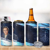 Katherine Johnson 4 in 1 Can Cooler Tumbler with Galaxy Background, Hidden No More Quote and Rocket Brain Equation - Wonder Print Shop