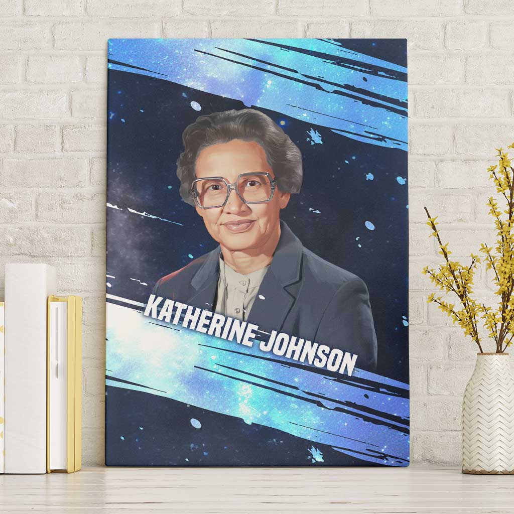 Katherine Johnson Canvas Wall Art with Galaxy Background, Hidden No More Quote and Rocket Brain Equation - Wonder Print Shop