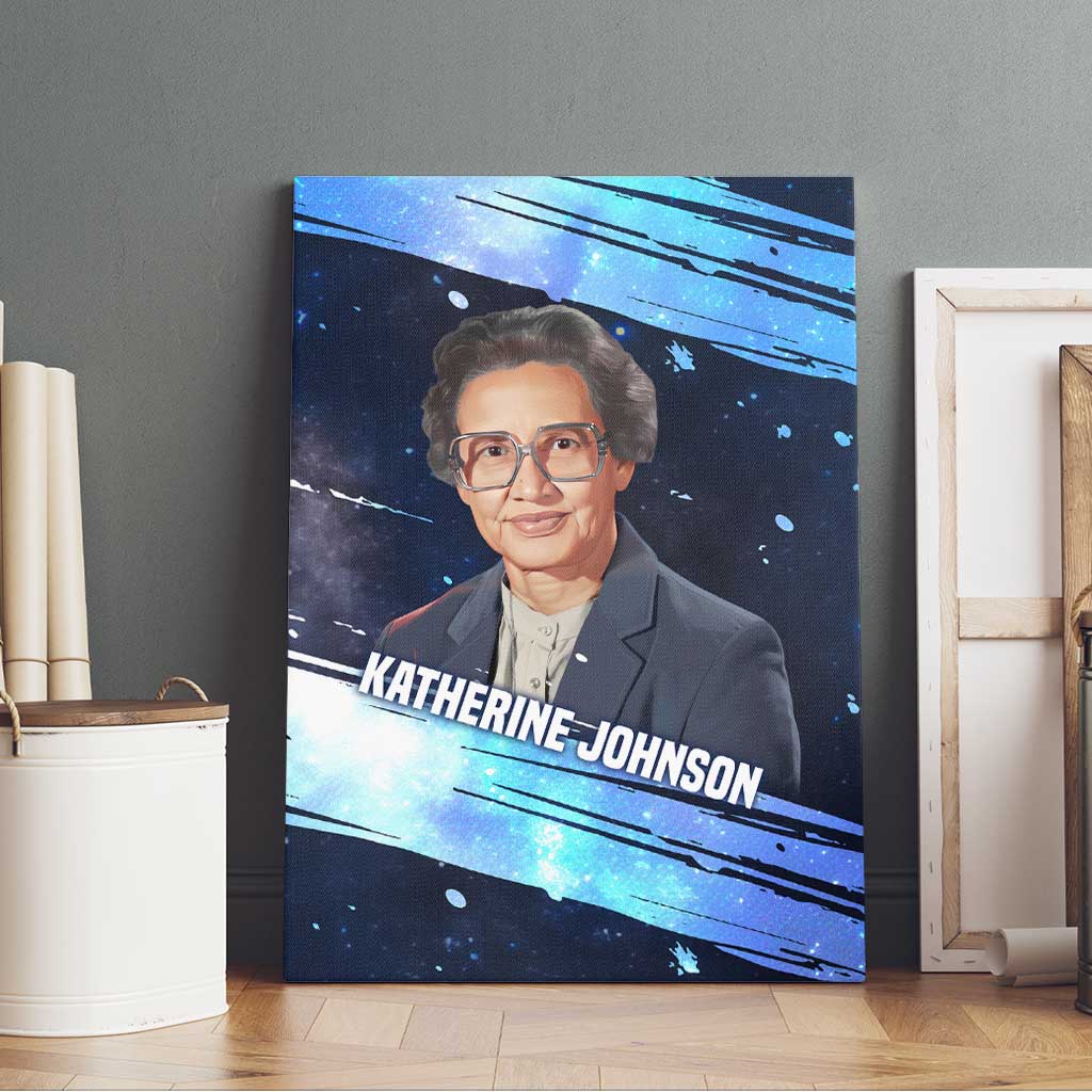 Katherine Johnson Canvas Wall Art with Galaxy Background, Hidden No More Quote and Rocket Brain Equation - Wonder Print Shop