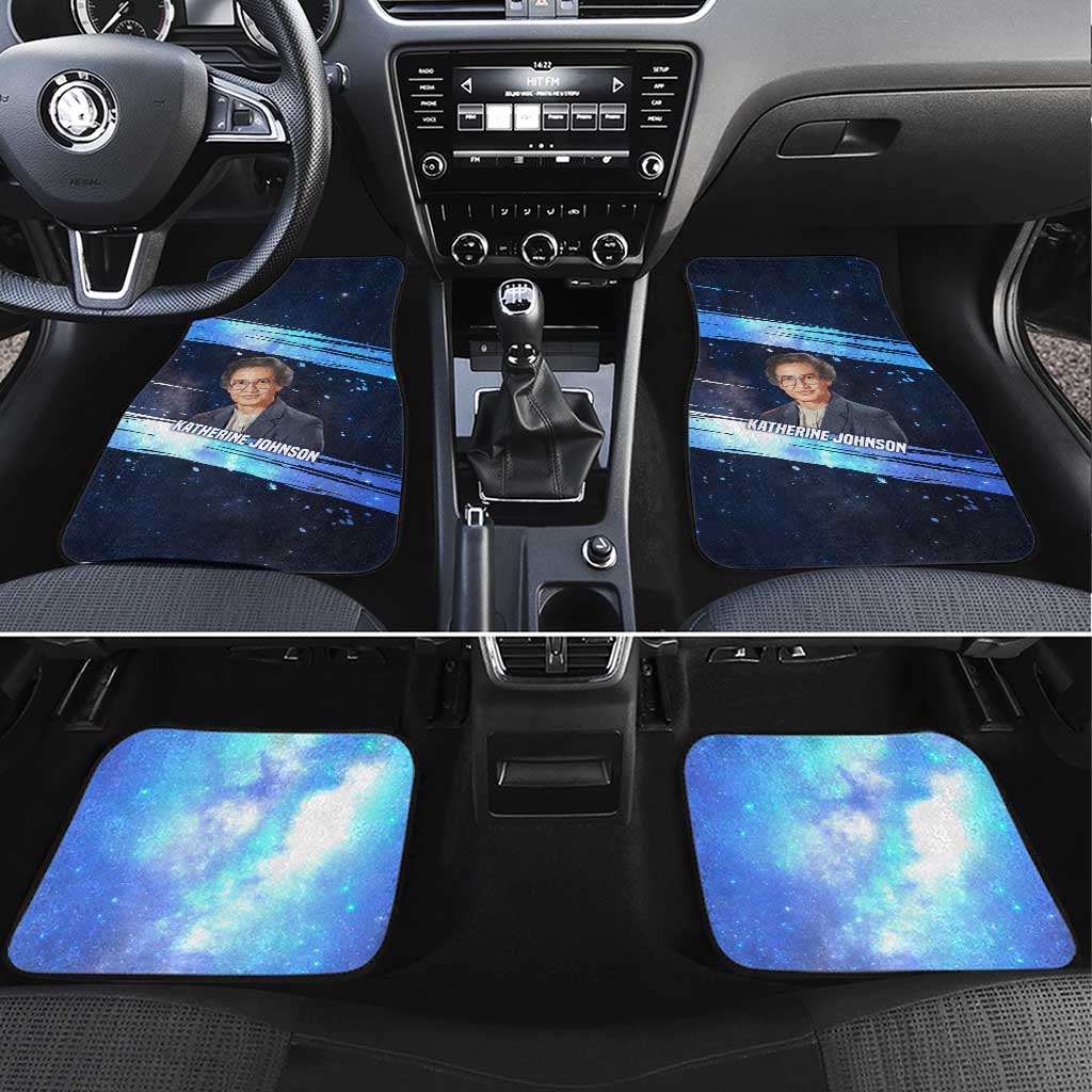 Katherine Johnson Car Mats with Galaxy Background, Hidden No More Quote and Rocket Brain Equation - Wonder Print Shop