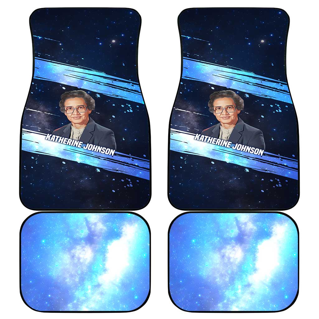 Katherine Johnson Car Mats with Galaxy Background, Hidden No More Quote and Rocket Brain Equation - Wonder Print Shop