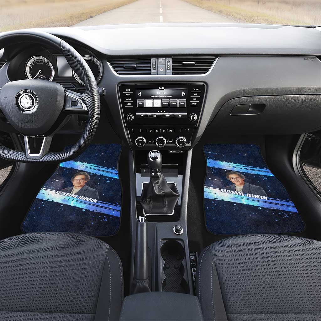 Katherine Johnson Car Mats with Galaxy Background, Hidden No More Quote and Rocket Brain Equation - Wonder Print Shop