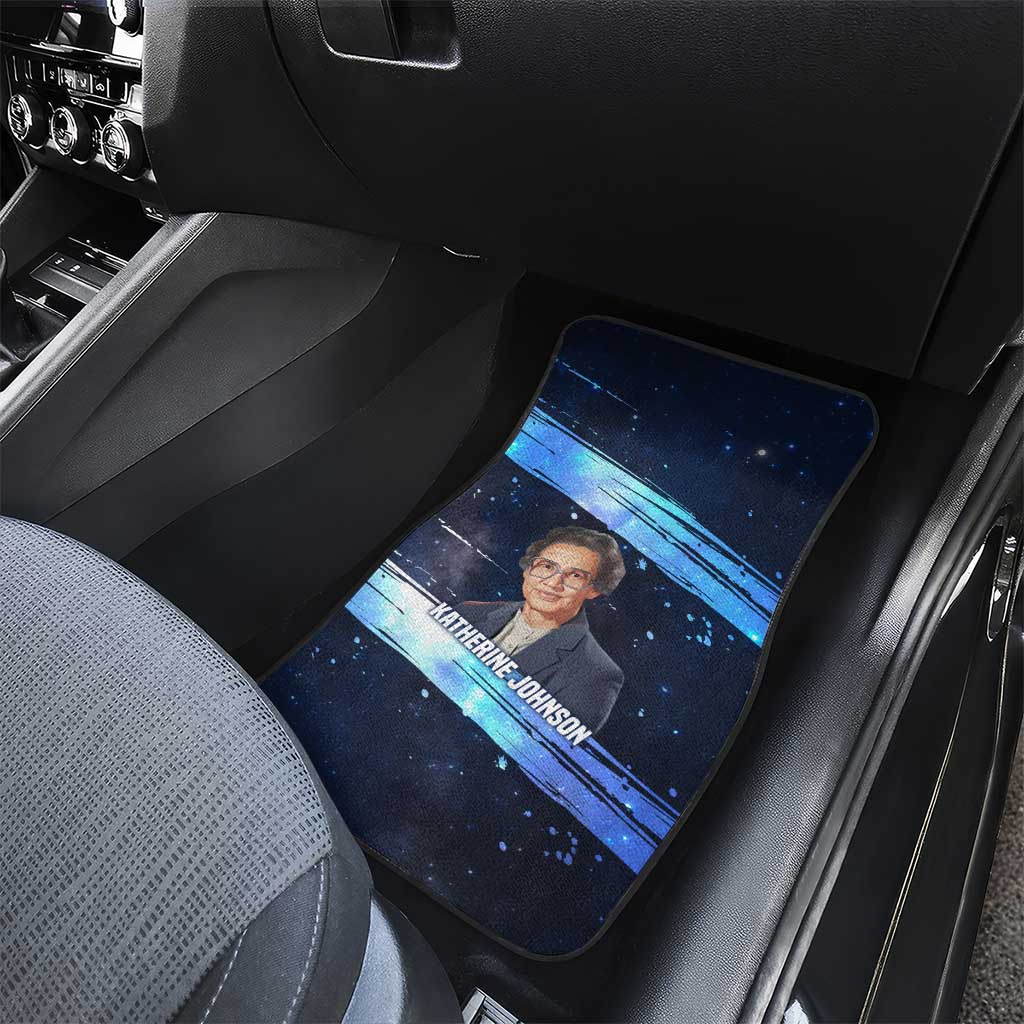Katherine Johnson Car Mats with Galaxy Background, Hidden No More Quote and Rocket Brain Equation - Wonder Print Shop