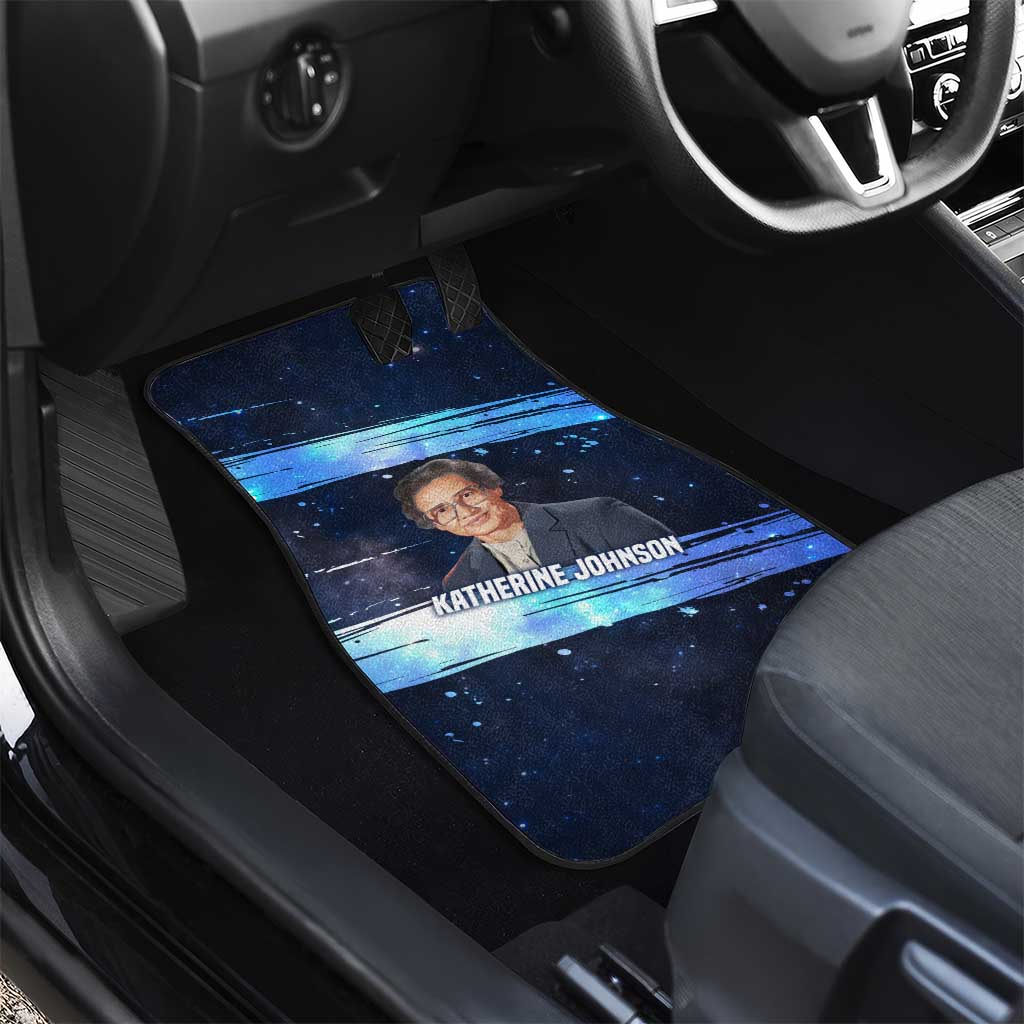 Katherine Johnson Car Mats with Galaxy Background, Hidden No More Quote and Rocket Brain Equation - Wonder Print Shop